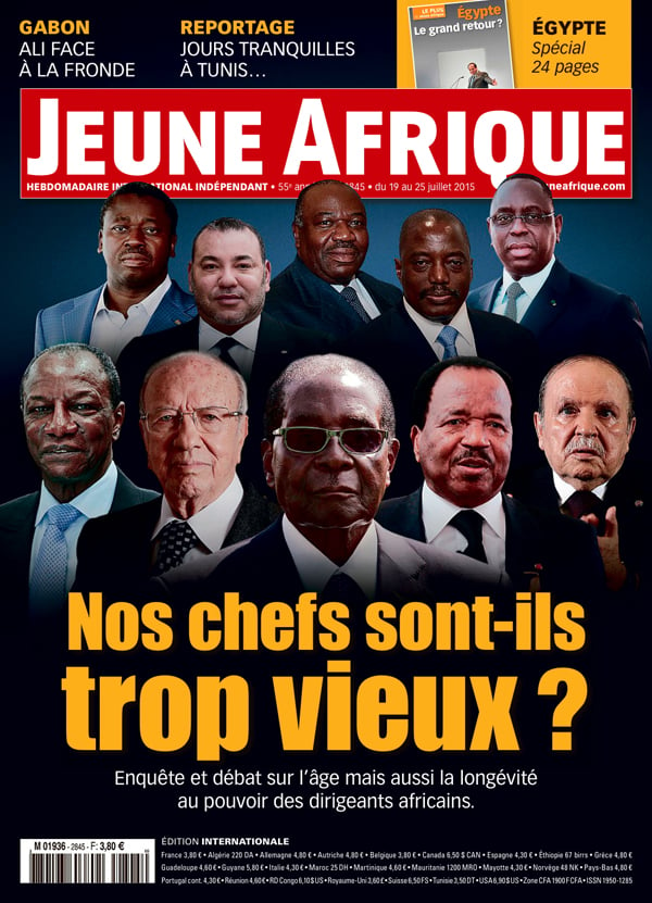 Couverture internationale de Jeune Afrique n°2845 &copy; J.A.