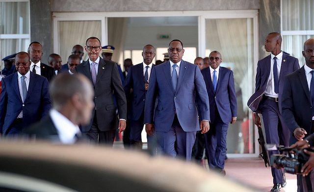 Macky Sall accueille son homologue rwandais Paul Kagame à Dakar, le 1er avril 2019. &copy; Présidence Sénégal