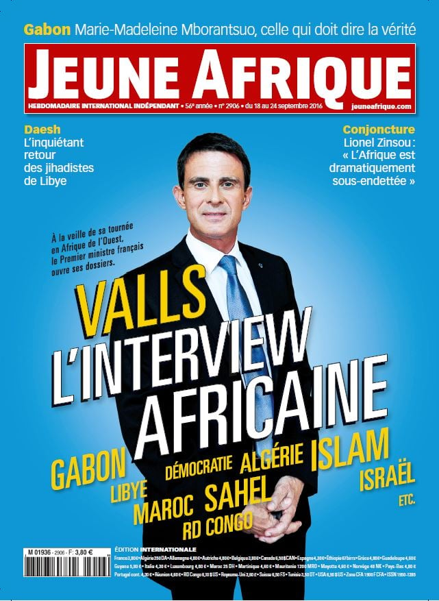 La couverture de Jeune Afrique, numéro 2906, en kiosque du 18 au 24 septembre 2016. &copy; J.A.