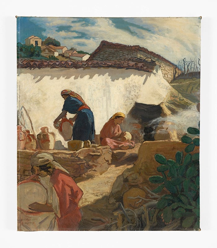 Tamaroud-Kabylie, 1910 Tamaghoucht, Algérie. Huile sur toile de Jules Migonney. &copy; Mucem.