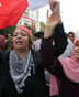 Lors d’une manifestation à Tunis, en janvier 2012, commémorant les un an du départ de Ben Ali. © Amine Landdouls/AP/SIPA