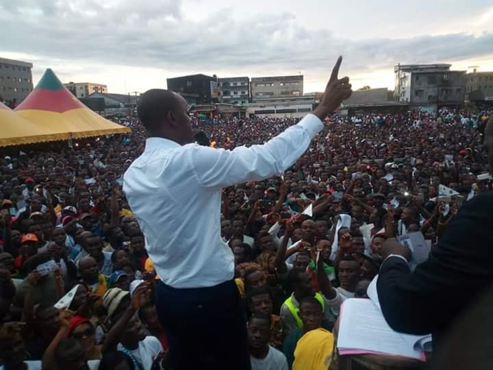 Cabral Libii, lors d'un meeting à Douala le 23 septembre 2018. &copy; Page Facebook de Cabral Libii.