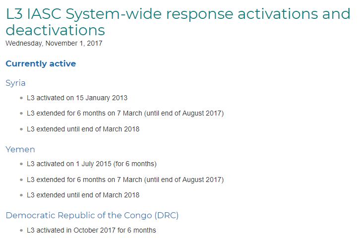 Capture d'écran du site internet des Agences du groupe humanitaire IASC. &copy; Capture d&rsquo;écran du site internet des Agences du groupe humanitaire IASC.