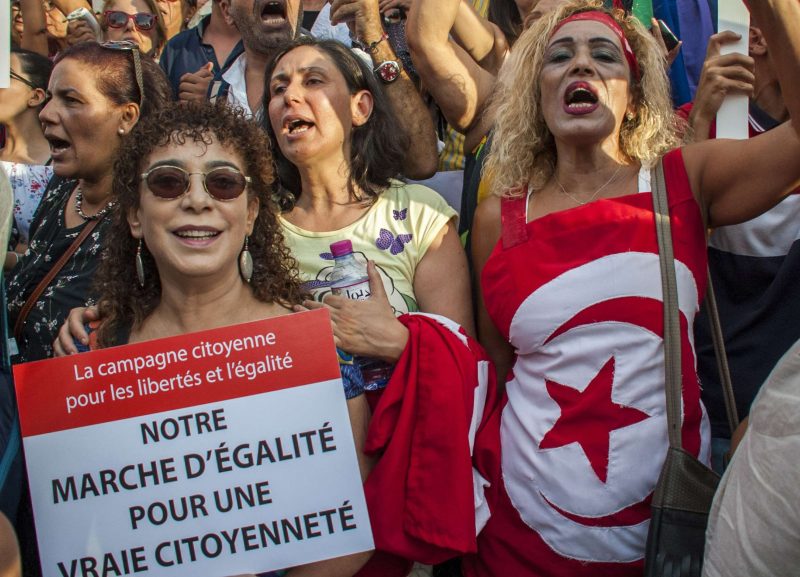 Des manifestantes tunisiennes, le 13 août 2018 à Tunis. &copy; Hassene Dridi/AP/SIPA