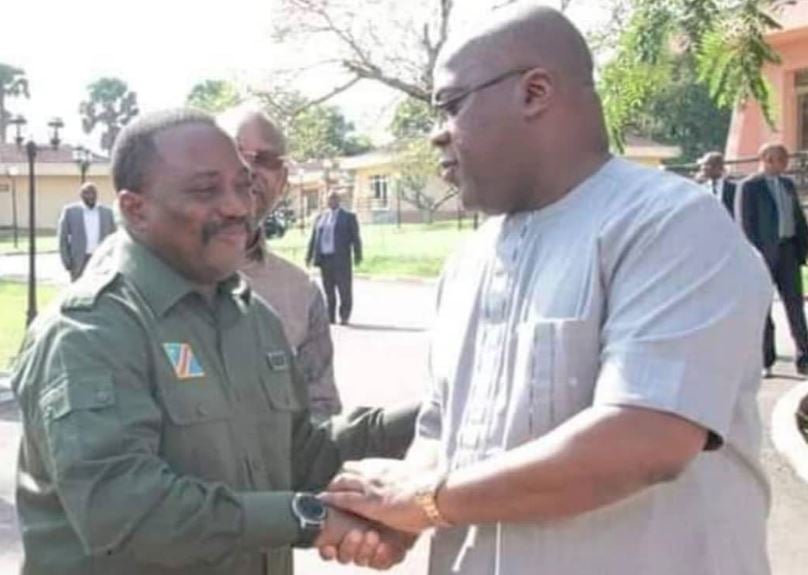 Joseph Kabila et Félix Tshisekedi, lors d'une rencontre lundi 22 avril. &copy; DR / Front commun pour le Congo / Twitter