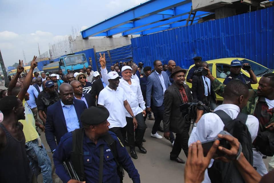 Jean-Marc Kabund-a-Kabund, lors d'une visite des chantiers des "sauts-de-mloutons", à Kinshasa, le 7 février 2020. &copy; DR / Cellule communication de l&rsquo;UDPS