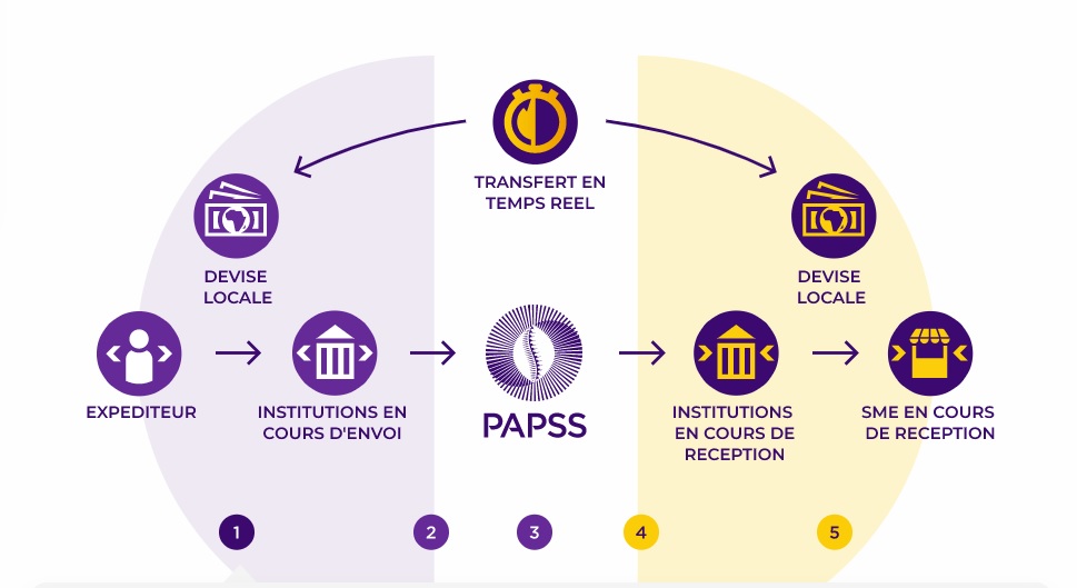 Schéma du fonctionnement du Système de paiement et de règlement panafricain. &copy; papss.com