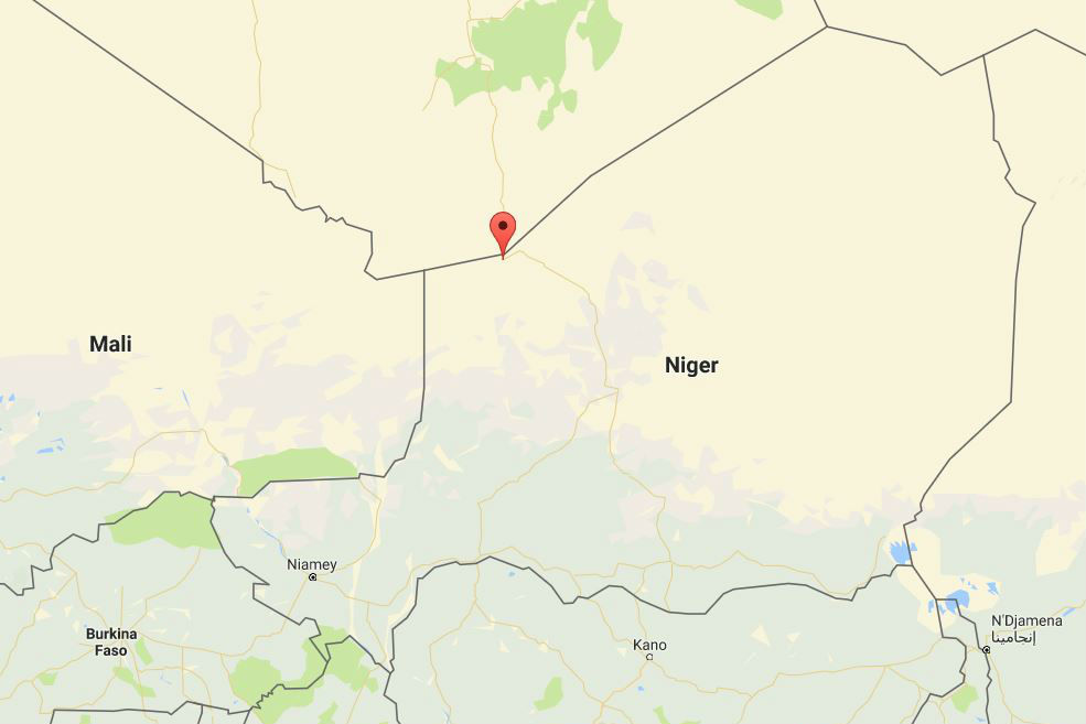 Les corps des trois policiers ont été retrouvés dans la région d’Assamaka, au sud-est de la frontière avec l’Algérie. &copy; Google Maps