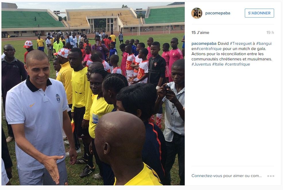 David Trezeguet à Bangui. &copy; Photo publiée par Pacôme Pabandji, sur Instagram.